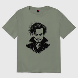 Футболка оверсайз женская Аниме портрет Джонни Деппа, цвет: авокадо