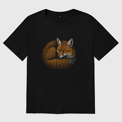 Женская футболка оверсайз Спящий рыжий лисёнок