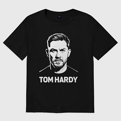 Футболка оверсайз женская Том Харди белый портрет, цвет: черный