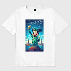 Женская футболка оверсайз Статуя свободы - Мики Маус
