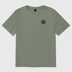 Футболка оверсайз женская Спаси и сохрани черно-белый орнамент, цвет: авокадо