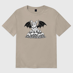 Футболка оверсайз женская Демонический корги, цвет: миндальный