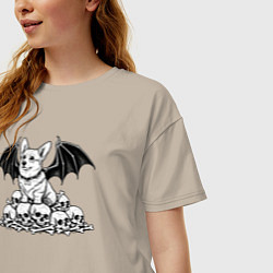 Футболка оверсайз женская Демонический корги, цвет: миндальный — фото 2