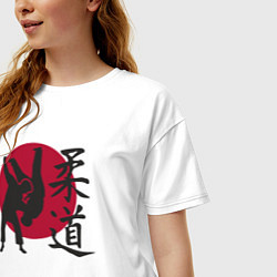Футболка оверсайз женская Бойцы дзюдо, цвет: белый — фото 2