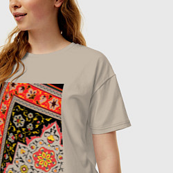 Футболка оверсайз женская Уголок пиксельного ковра, цвет: миндальный — фото 2