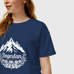 Футболка оверсайз женская Цветы в горах Дагестана, цвет: тёмно-синий — фото 2