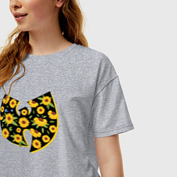 Футболка оверсайз женская Wu-Tang flowers, цвет: меланж — фото 2