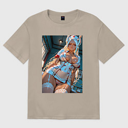 Женская футболка оверсайз Мирко в откровенном наряде медсестры