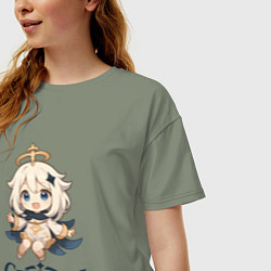 Футболка оверсайз женская Чиби Паймон Genshin Impact, цвет: авокадо — фото 2