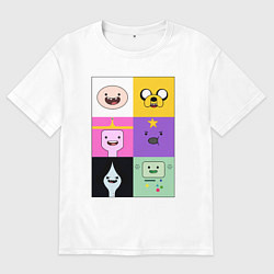Женская футболка оверсайз Adventure time faces
