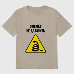 Футболка оверсайз женская Змеюку не дразнить, цвет: миндальный