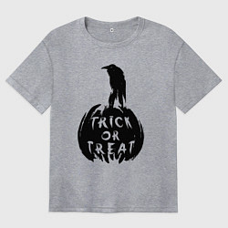 Женская футболка оверсайз Ворон - Хэллоуин