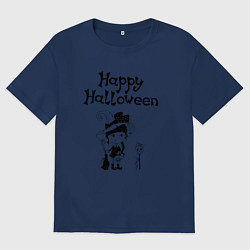 Женская футболка оверсайз Хэллоуин - девочка с черепами