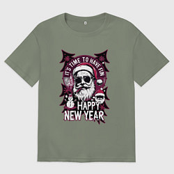 Женская футболка оверсайз Плохой дед мороз на новый год