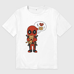 Женская футболка оверсайз Дэдпул любит котиков