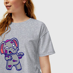 Футболка оверсайз женская Слоник зомби, цвет: меланж — фото 2