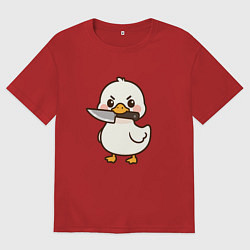 Футболка оверсайз женская Утенок с ножом, цвет: красный