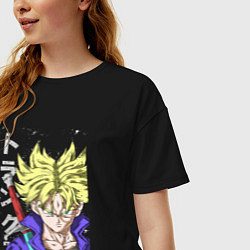 Футболка оверсайз женская Драконий жемчуг Транкс из будущего, цвет: черный — фото 2