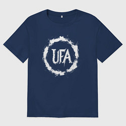 Футболка оверсайз женская Уфа в круге граффити, цвет: тёмно-синий