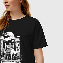 Футболка оверсайз женская Верблюды под луной у замка Челябинск, цвет: черный — фото 2