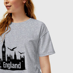 Футболка оверсайз женская Англия: величие Биг-Бена, цвет: меланж — фото 2