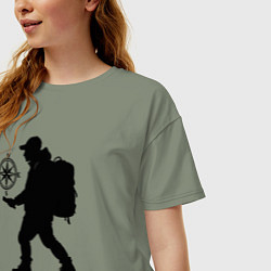 Футболка оверсайз женская Путешественник с компасом, цвет: авокадо — фото 2