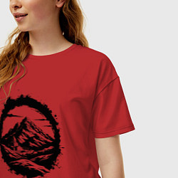 Футболка оверсайз женская Гора и храм в круге, цвет: красный — фото 2