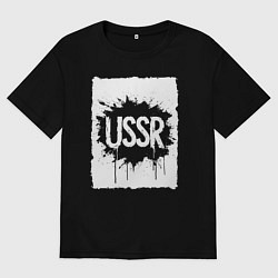 Футболка оверсайз женская СССР в стиле граффити, цвет: черный