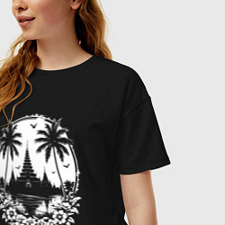 Футболка оверсайз женская Тропический храм, цвет: черный — фото 2