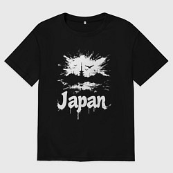 Футболка оверсайз женская Япония в граффити-стиле, цвет: черный
