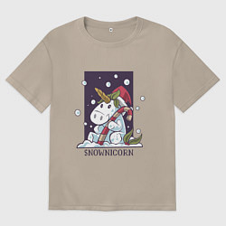 Женская футболка оверсайз Снежный единорог