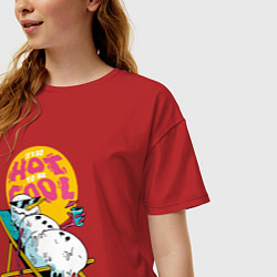Футболка оверсайз женская Тающий снеговик, цвет: красный — фото 2