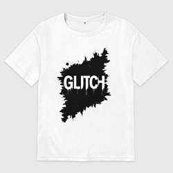 Футболка оверсайз женская Глитч-эффект хаос в пикселях, цвет: белый