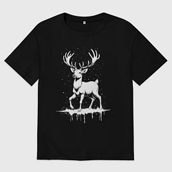 Женская футболка оверсайз Олень в снегу