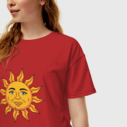 Футболка оверсайз женская Солнце ретро, цвет: красный — фото 2