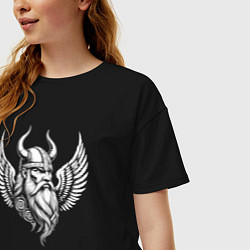 Футболка оверсайз женская Крылатый викинг, цвет: черный — фото 2