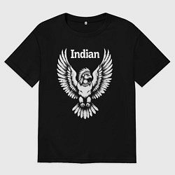 Футболка оверсайз женская Гордый орел-индеец, цвет: черный