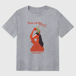 Женская футболка оверсайз Красная лошадь с лейкой