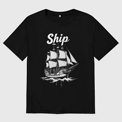 Футболка оверсайз женская Парусный путь, цвет: черный