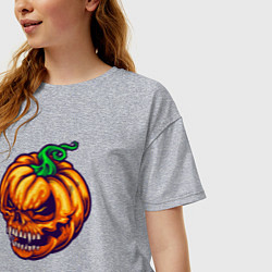 Футболка оверсайз женская Monster pumpkin, цвет: меланж — фото 2
