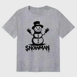 Женская футболка оверсайз Снеговик граффити