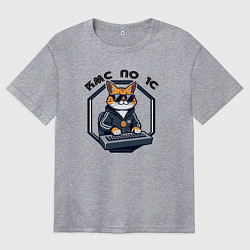 Женская футболка оверсайз Кот с медалью - кмс по 1с