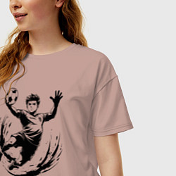 Футболка оверсайз женская Вратарь ловит мяч, цвет: пыльно-розовый — фото 2