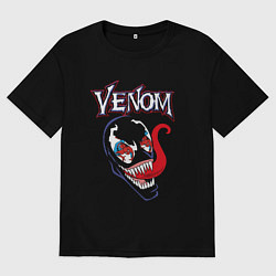 Футболка оверсайз женская Веном и паук, цвет: черный