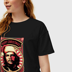 Футболка оверсайз женская Новогодний Че Гевара, цвет: черный — фото 2