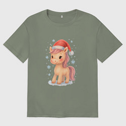 Футболка оверсайз женская Маленькая милая лошадка, цвет: авокадо