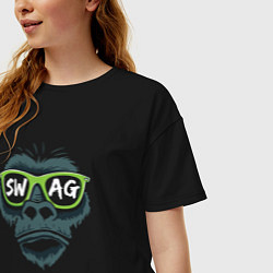 Футболка оверсайз женская Swag monkey, цвет: черный — фото 2