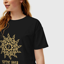 Футболка оверсайз женская Славянский чертог коня, цвет: черный — фото 2