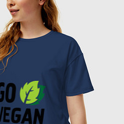 Футболка оверсайз женская Go vegan, цвет: тёмно-синий — фото 2