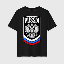 Футболка оверсайз женская Russia, цвет: черный